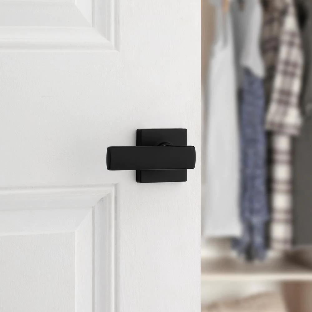 BrSquare Matte Black Hall/Closet Door Lever Featuring Microban