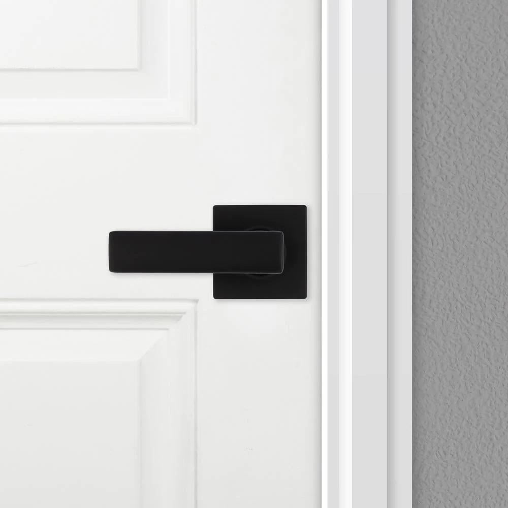 BrSquare Matte Black Hall/Closet Door Lever Featuring Microban