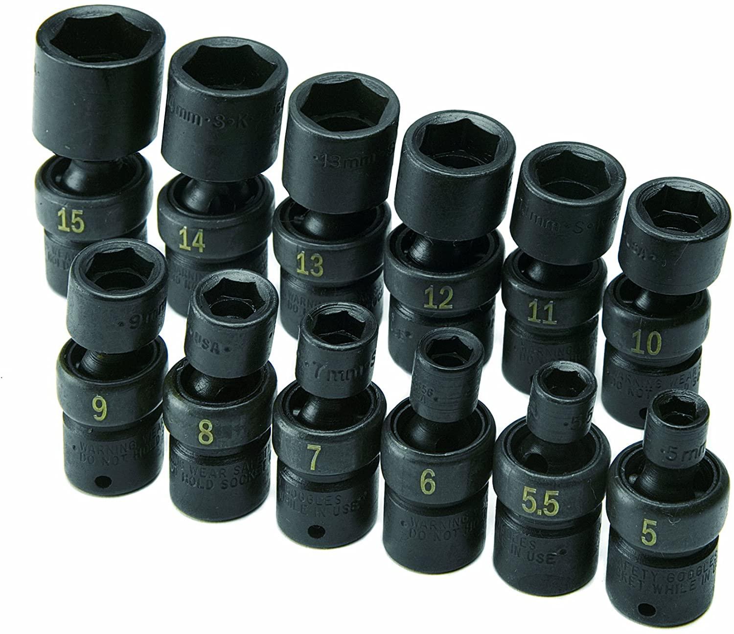 SK Hand Tool 32350 1/4-Inch Drive Swivel Metric Impact Socket Set, 12-Piece