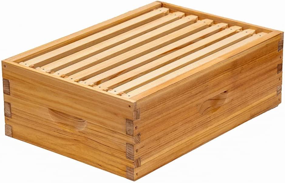 Honey Lake 8-Frame Bee Hive 1 Brood Beehive Box and 1 Medium Bee Hive Super Box,Bee Hives and Supplies Starter Kit Include Beehive Frames and Foundation Sheet
