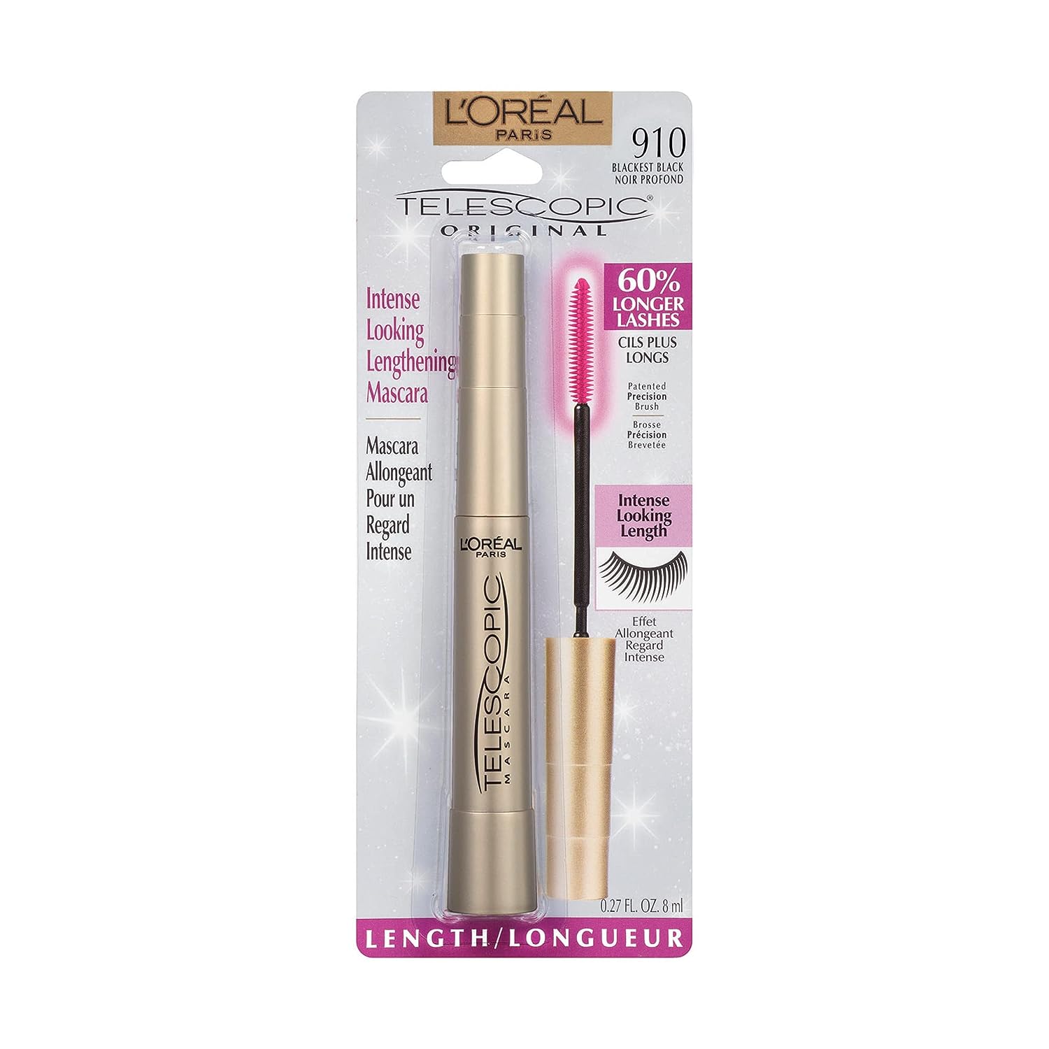 L’Oréal Paris Makeup Telescopic Original Lengthening Mascara, Blackest Black, 0.27 Fl Oz (1 Count)