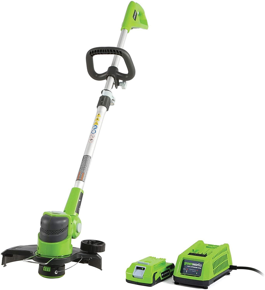 Greenworks G-MAX 40V 16'' Cordless Lawn Mower with 4Ah Battery - 25322 Model & 12-Inch 24V Cordless String Trimmer/Edger, 2.0 AH Battery Included 21342