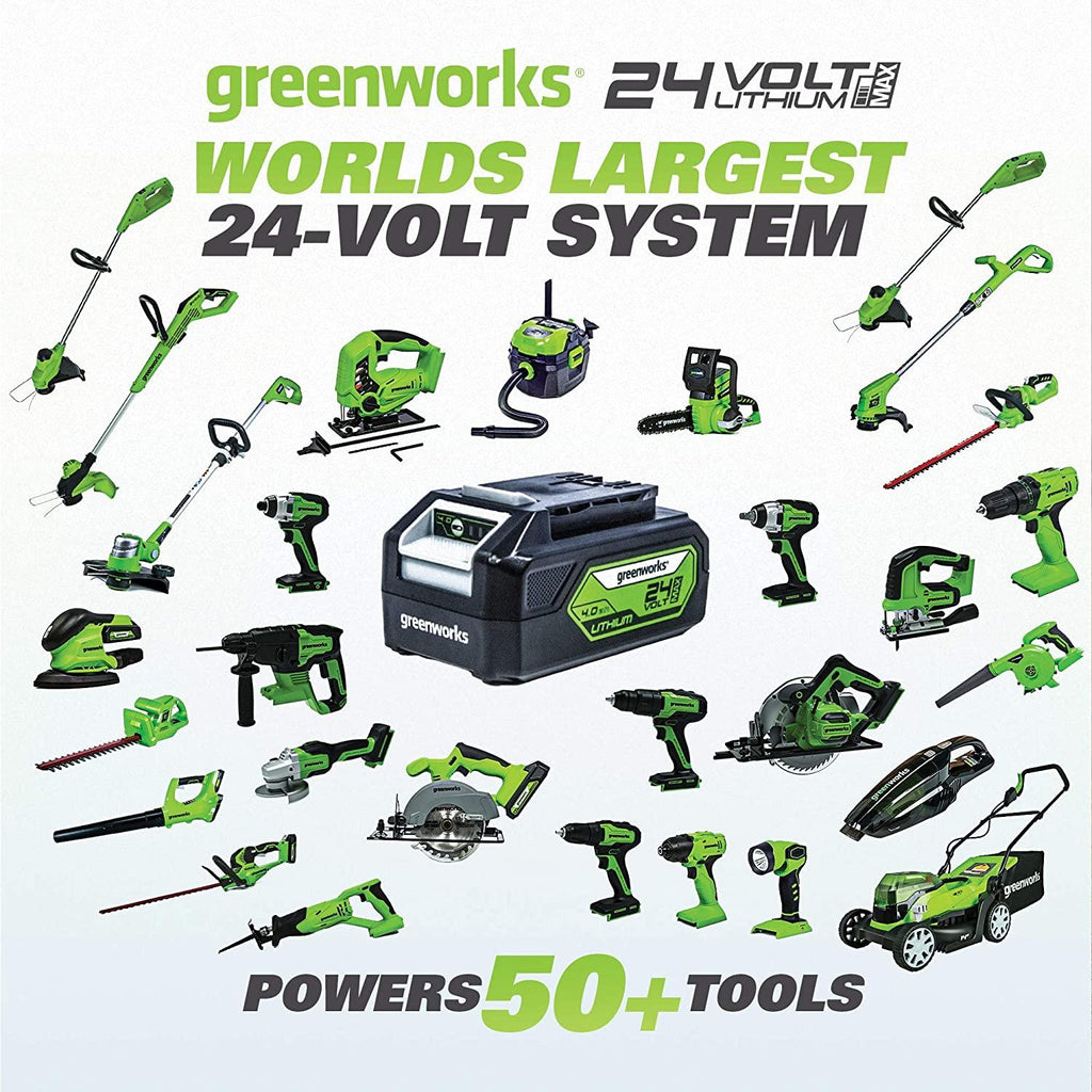 Greenworks G-MAX 40V 16'' Cordless Lawn Mower with 4Ah Battery - 25322 Model & 12-Inch 24V Cordless String Trimmer/Edger, 2.0 AH Battery Included 21342