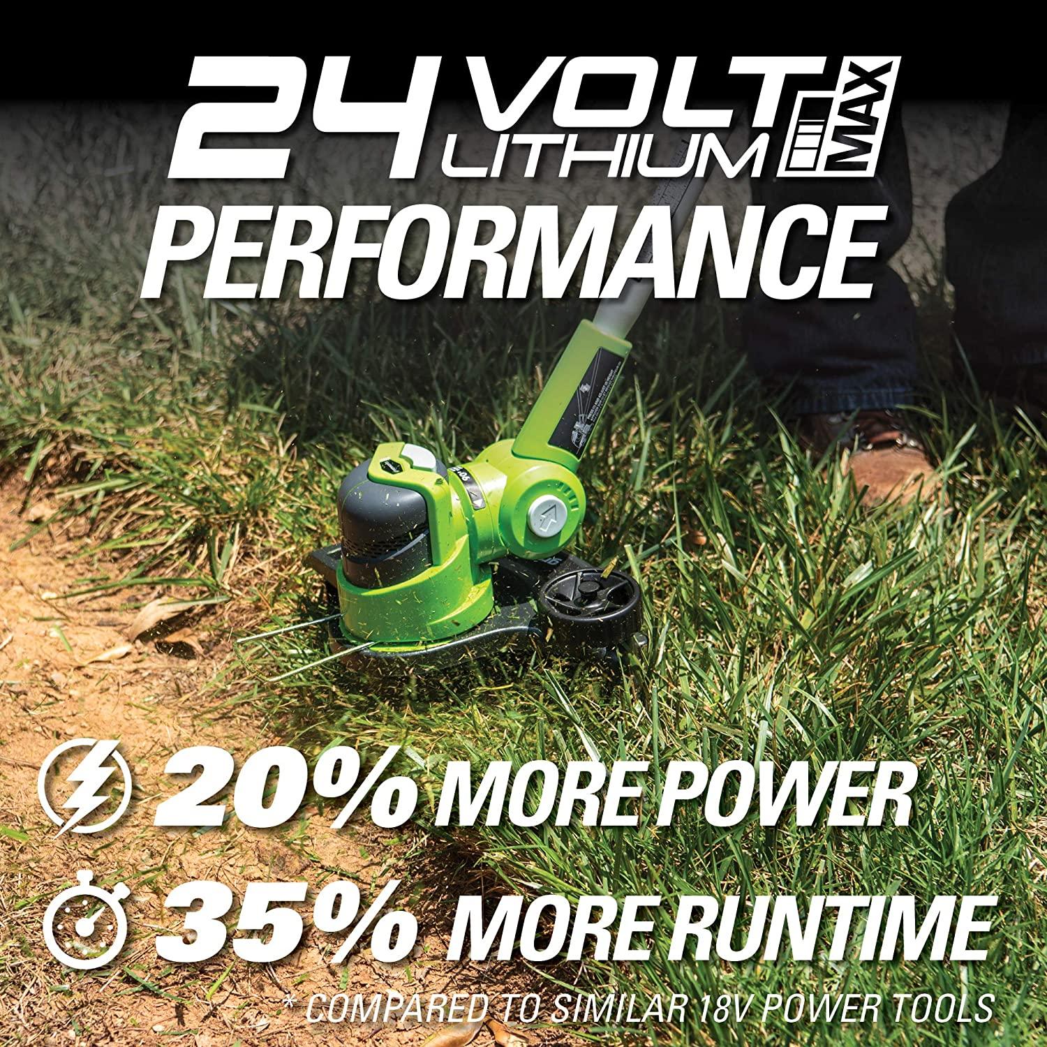 Greenworks G-MAX 40V 16'' Cordless Lawn Mower with 4Ah Battery - 25322 Model & 12-Inch 24V Cordless String Trimmer/Edger, 2.0 AH Battery Included 21342