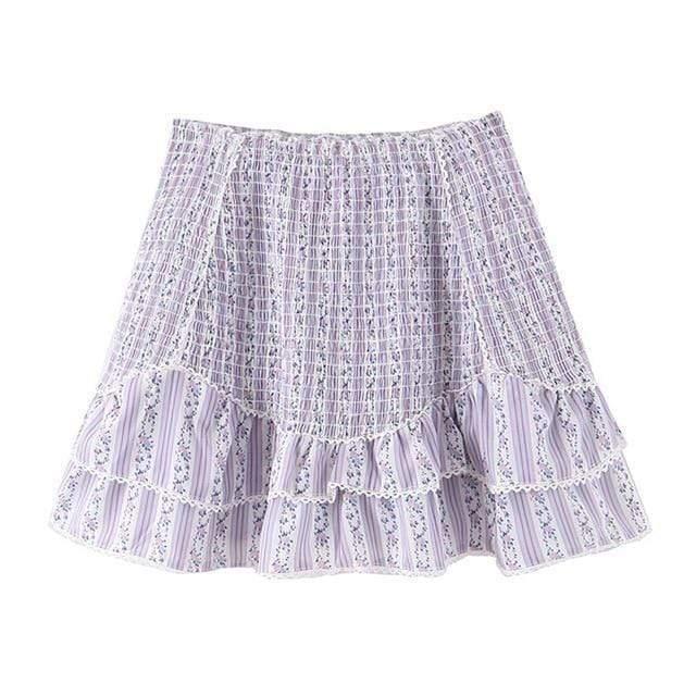 stripe floral print top and skirt set