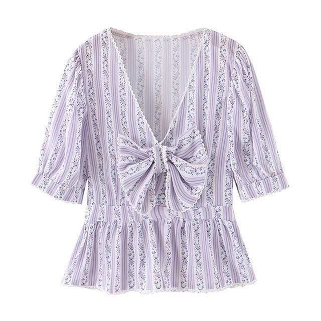 stripe floral print top and skirt set