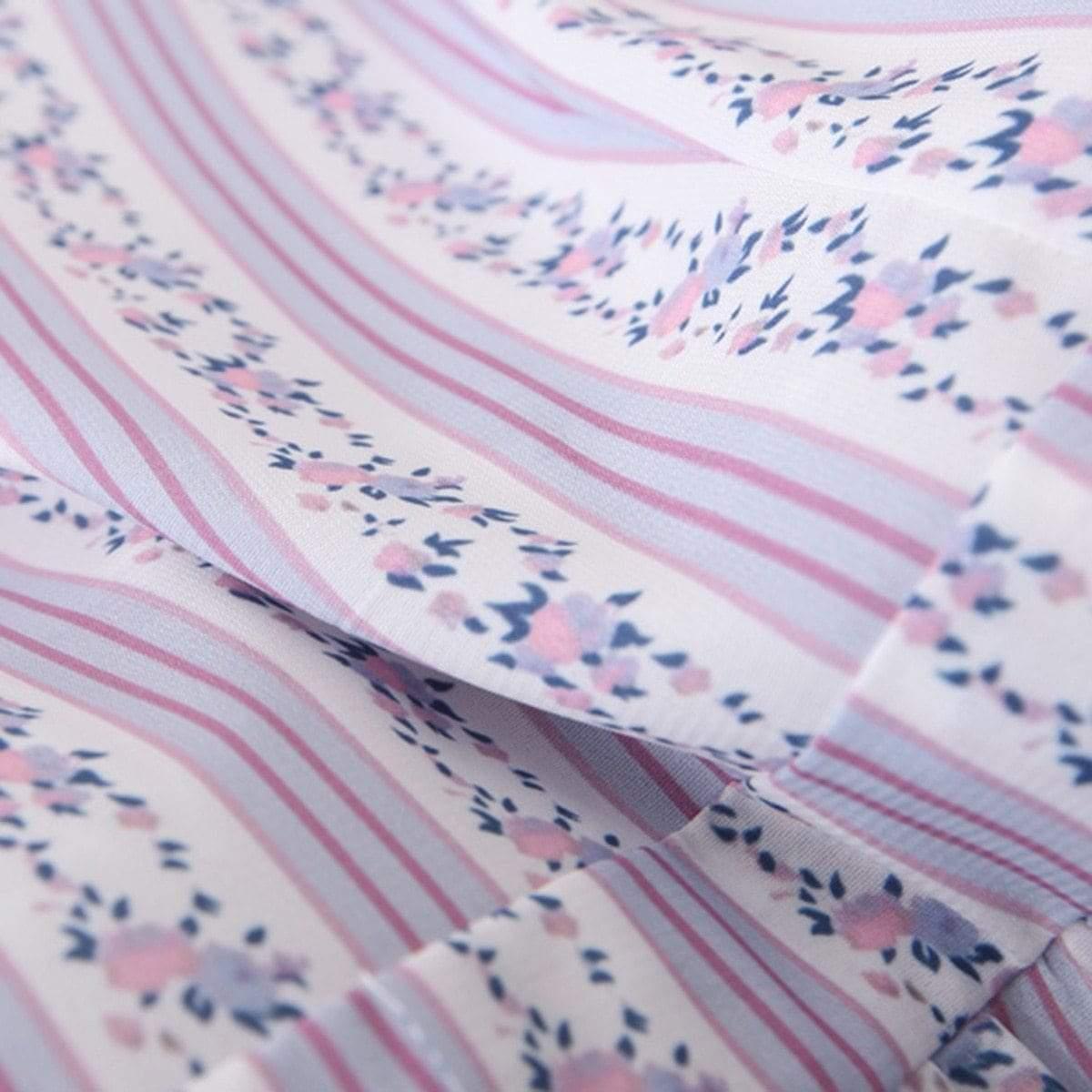 stripe floral print top and skirt set