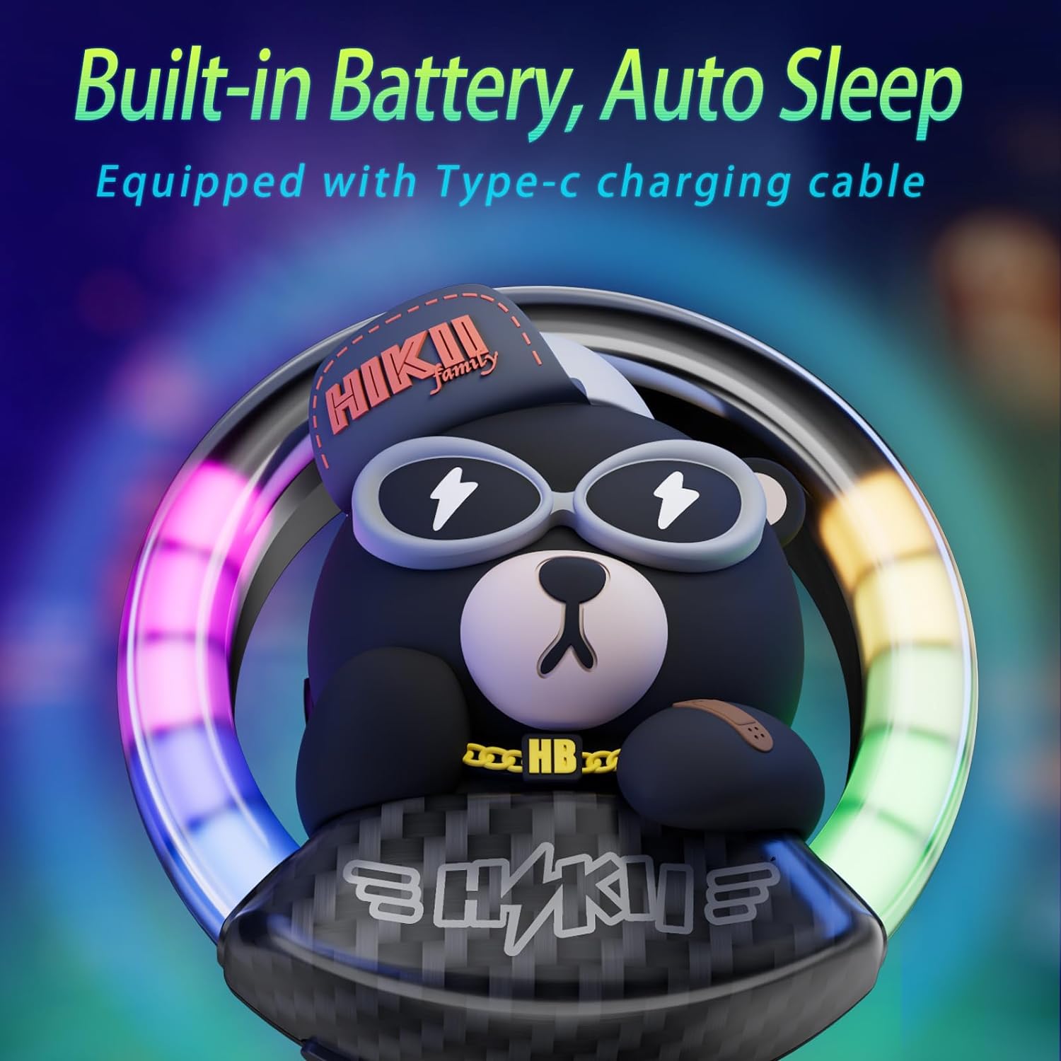 Cacacece Car Air Fresheners Cute Bear Car Voice-Activated Rhythm LED Light Automotive Air Outlet Creative Perfume Aromatherapy Decoration Accessories Air Fresheners for Cars