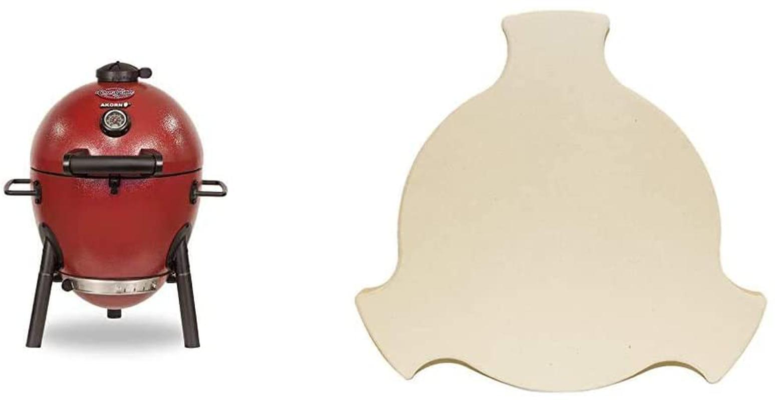 E06614 Charcoal Grill, Red & 6211 Smokin' Stone Jr, Natural Co