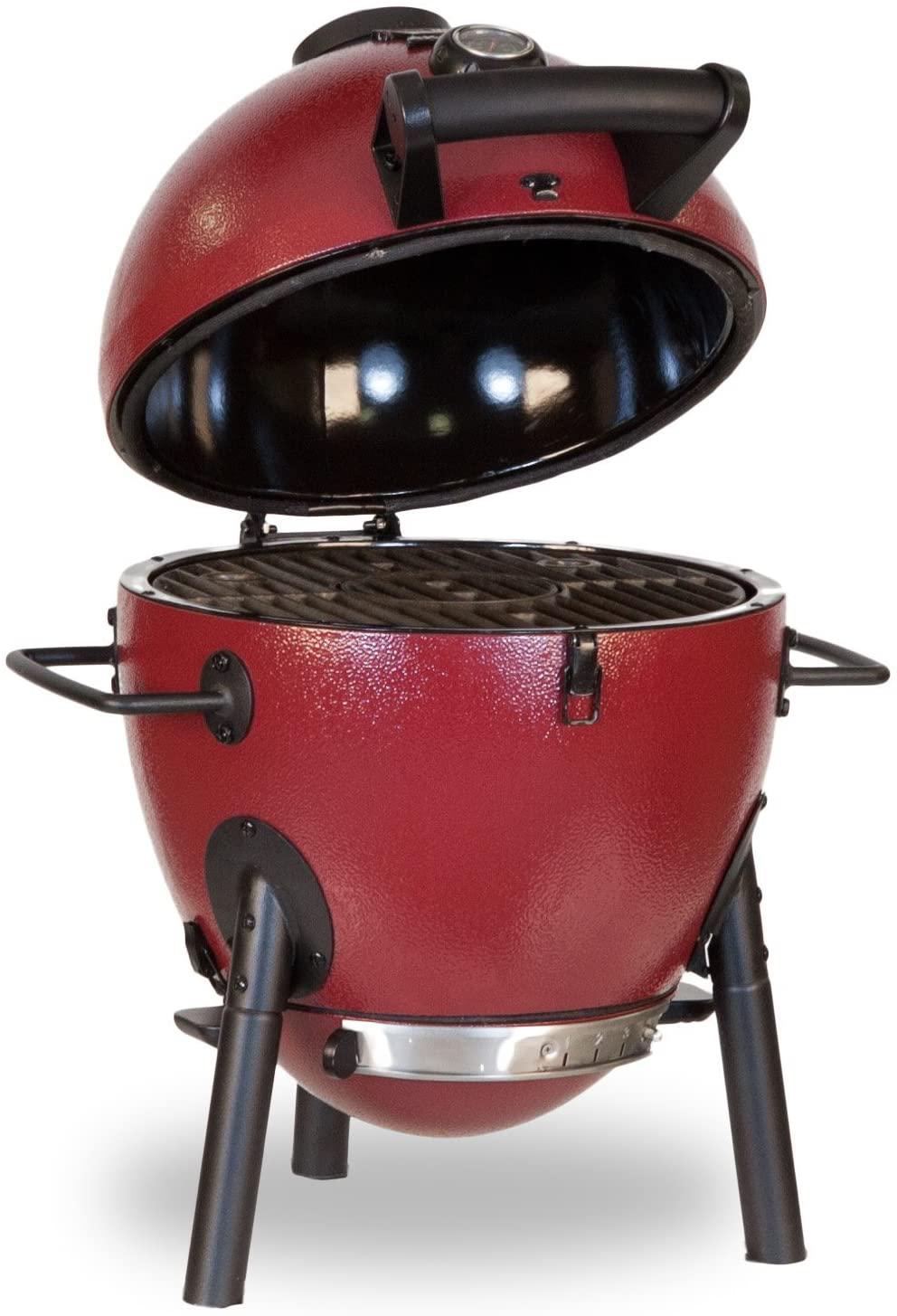 E06614 Charcoal Grill, Red & 6211 Smokin' Stone Jr, Natural Co