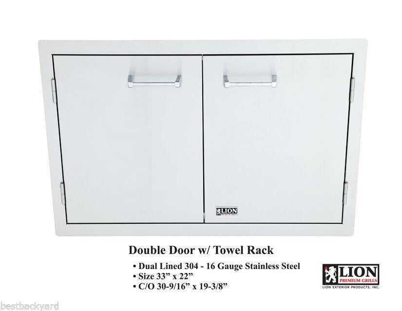 STEEL DOUBLE DOOR W/ TOWEL RACK FOR A BBQ ISLAND