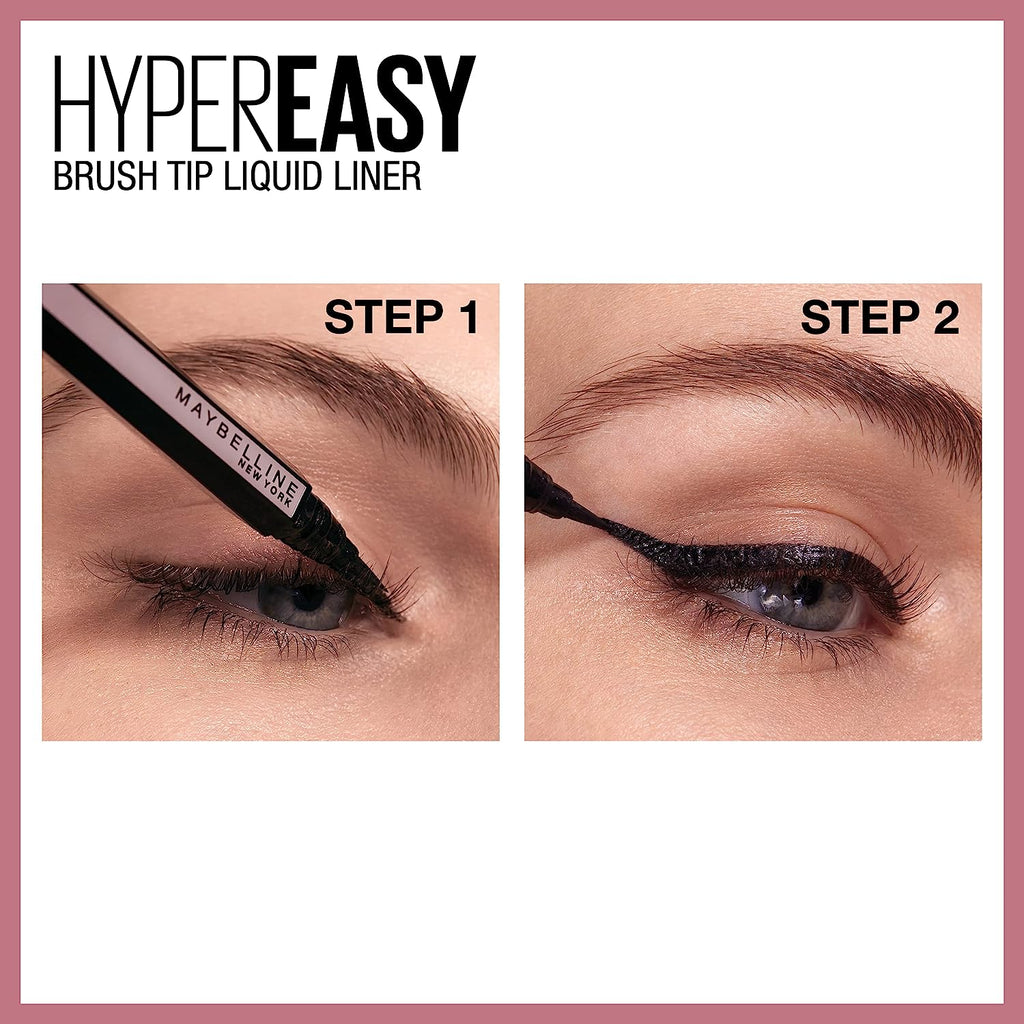 Maybelline Lash Sensational Sky High Washable Mascara + Hyper Easy Liquid Eyeliner Makeup Bundle, Includes 1 Mascara in Blackest Black and 1 Eyeliner in Pitch Black