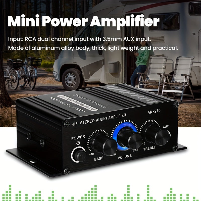 400W Mini Power Amplifier: Get Crystal Clear Audio With 2.0 Stereo Sound For Home/Car Theater System