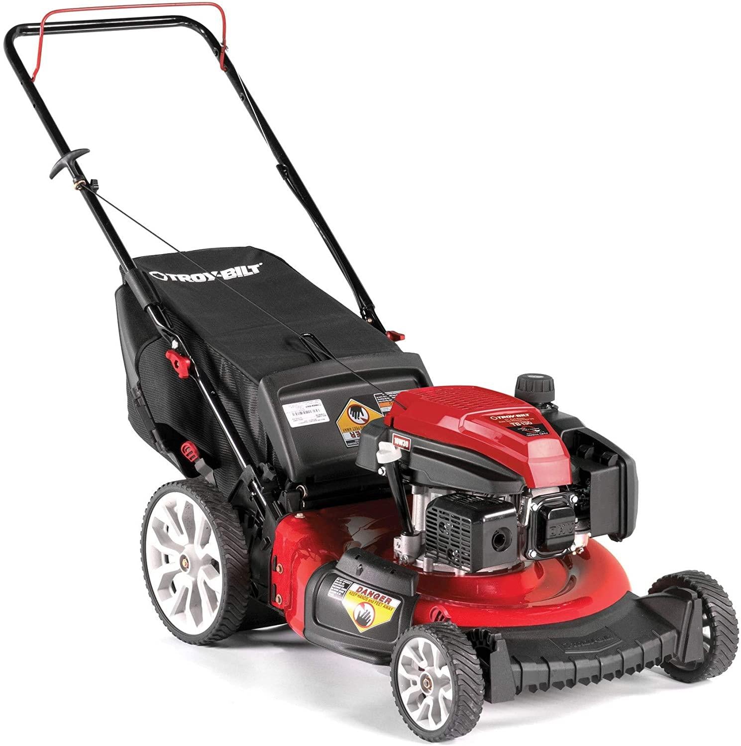 Troy Bilt TB130 21 Inch 159cc Gas Mulching Push Walk Behind Lawn Mower, Red