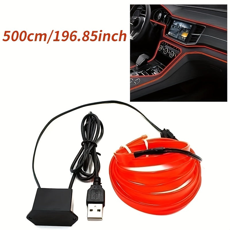 196.85inchCar Environment El Wire LED USB Flexible Neon Interior Lights Assembly RGB Light For Automotive Decoration Lighting Accessories