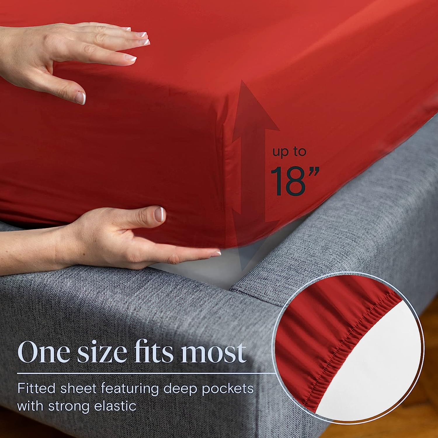 LuxClub 6 PC Full Size Sheet Set Bamboo Sheets Deep Pockets 18" Eco Friendly Wrinkle Free Cooling Sheets Machine Washable Hotel Bedding Silky Soft - Red Full