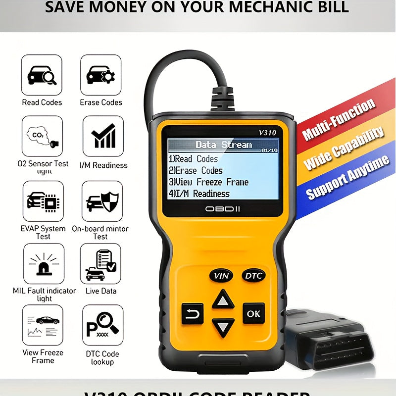 Car OBD2 Scanner Code Reader Engine Fault Code Reader Scanner CAN Diagnostic Scan Tool For All OBD II Protocol Cars Since 1996