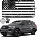 Autoamerics 1-Piece Windshield Sun Shade Grunge B&amp;W American Flag USA  - Foldable Car Front Window Sunshade for Most Sedans SUV Truck - Blocks Max UV Rays and Keeps Your Vehicle Cool - Medium