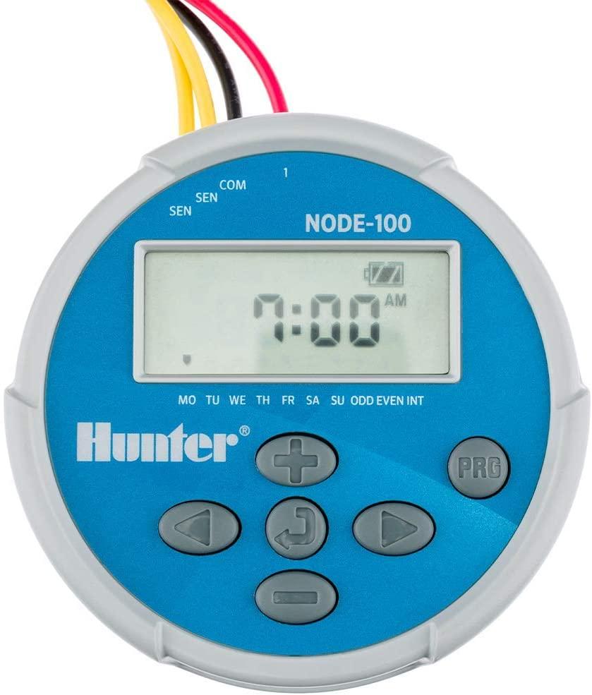 Hunter Industries Sprinkler NODE100 NODE-100 Battery Controller with Solenoid, Small, Blue