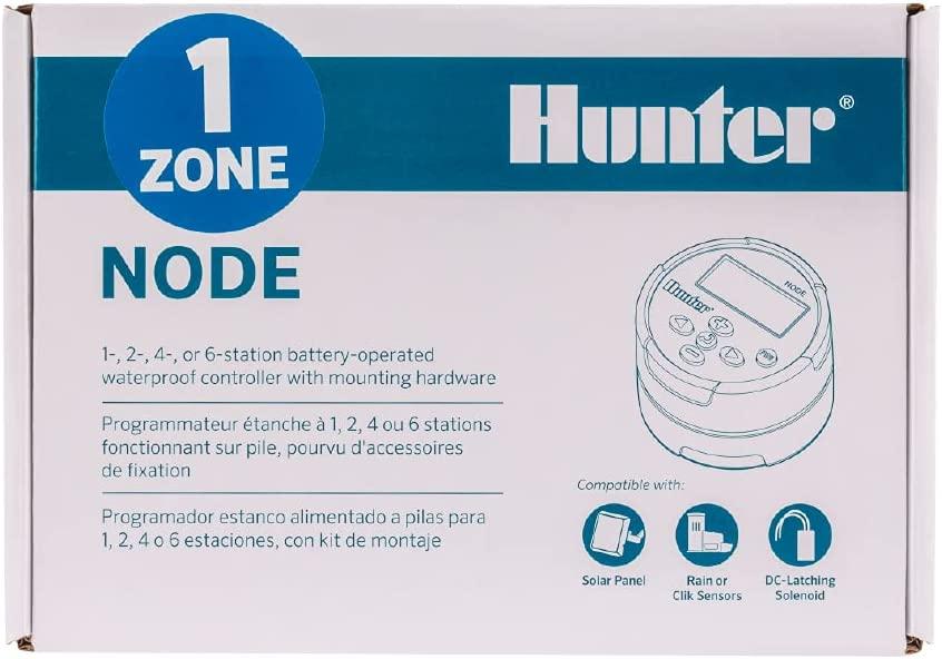 Hunter Industries Sprinkler NODE100 NODE-100 Battery Controller with Solenoid, Small, Blue