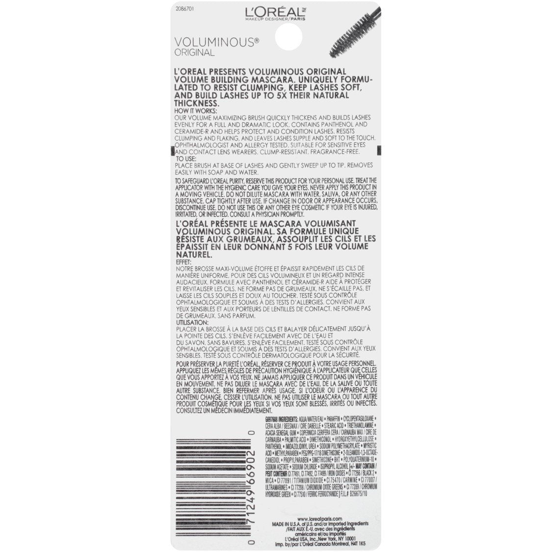 L’Oreal Paris Makeup Voluminous Original Volume Building Mascara, Black Brown, 0.28 fl; oz.