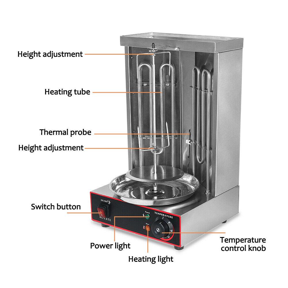 3KW Commercial Electric Shawarma Gyros Machine Grill  Steel Speed 6prm