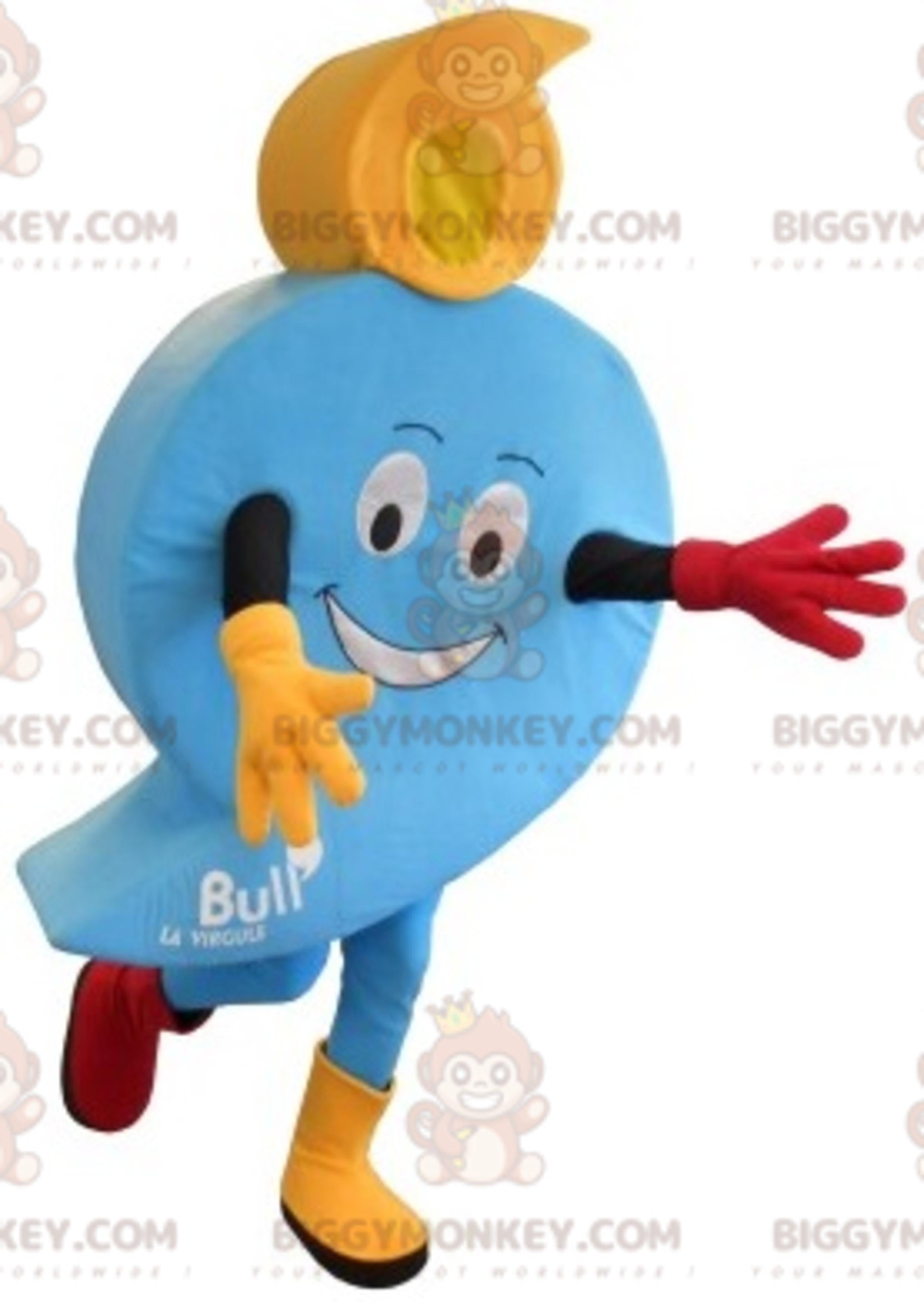 BIGGYMONKEYmascot costume in shape of a blue bubble. Digit 9