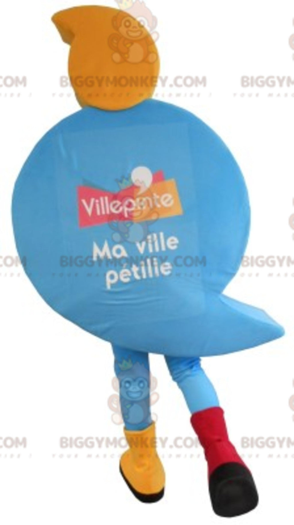 BIGGYMONKEYmascot costume in shape of a blue bubble. Digit 9