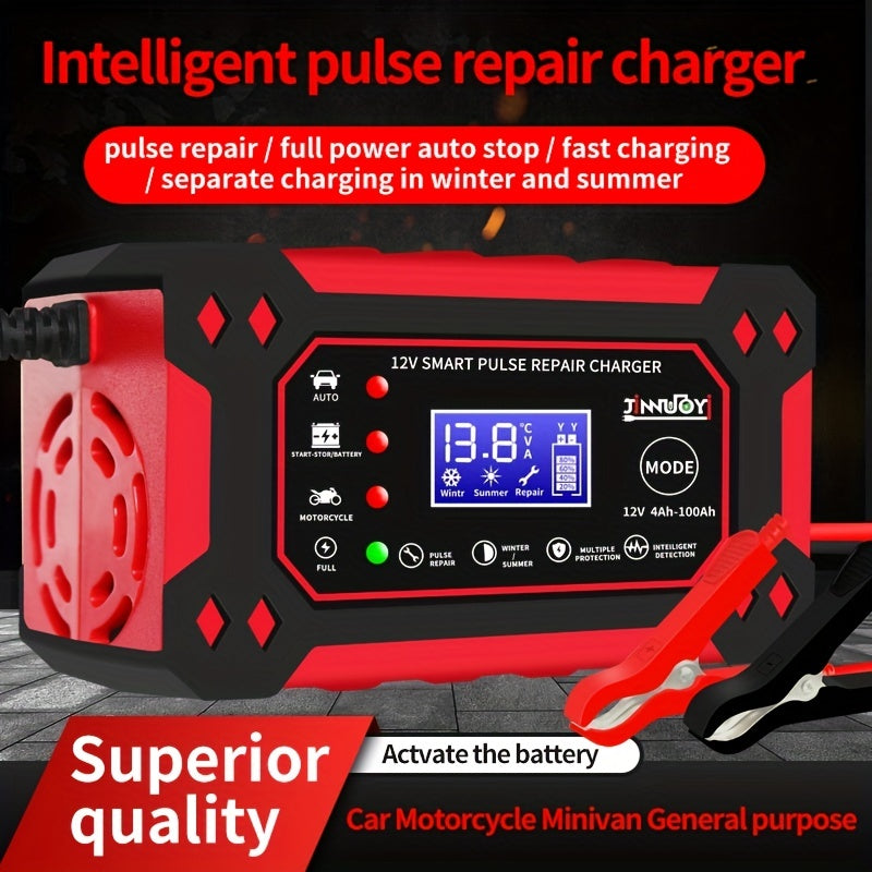 12V/6A Full Automatic Car Battery Charger Pulse Repair Charger For Car Truck Motorcycle Lawn Mower AGM/Gel Lead Acid Battery