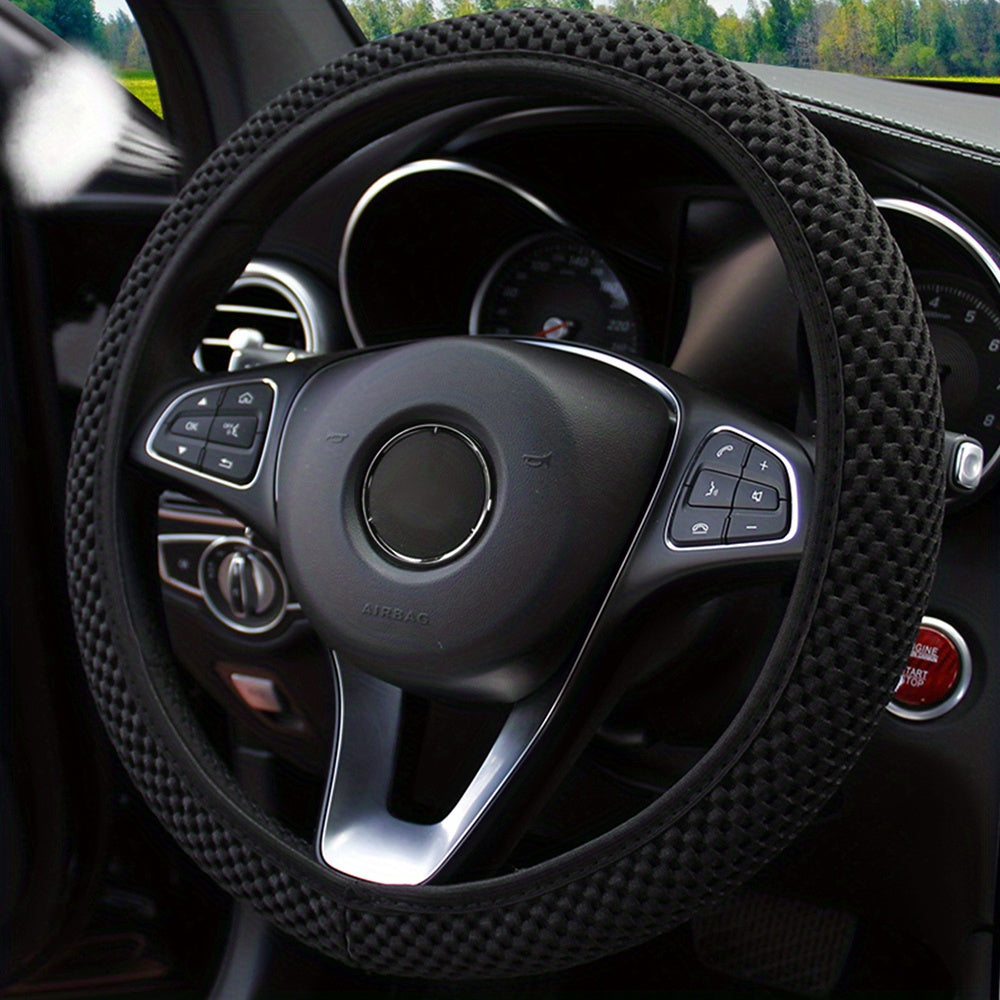 Three-dimensional Mesh Breathable Sweat-absorbing Comfortable Non-slip Car Steering Wheel Cover, Without Inner Ring Suitable For 14.57-14.96inch Auto Parts