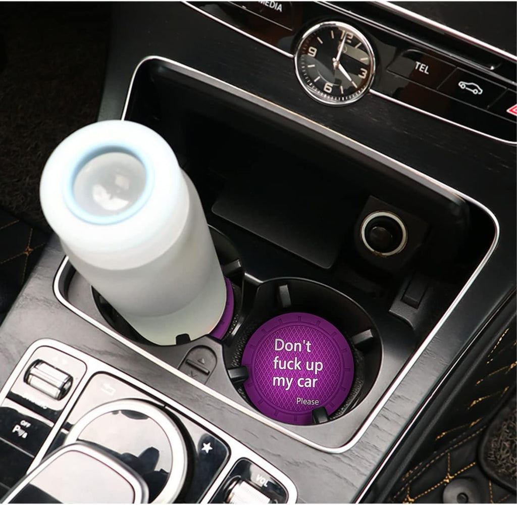 8sanlione Car Cup Coaster, 4Pcs 2.75 Inch Auto Cup Holder Insert Coasters, Anti-Slip Waterproof Embedded Drink Mat, Automotive Interior Accessories for Men and Women (D Purple/4PCS)