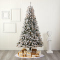 Nearly Natural 8' Green Flocked Fir Artificial Christmas Tree Prelit 500 Clear LED Lights