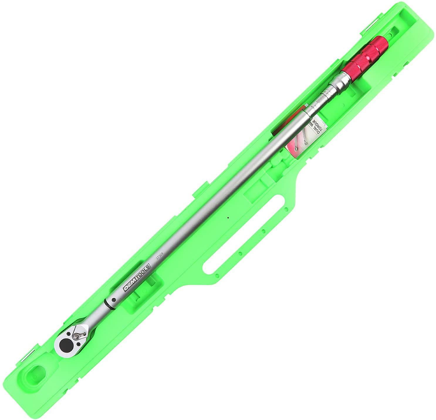 OEMTOOLS 37309 3/4” Drive Click-Style Torque Wrench, 40 Long, 85-410 Ft-Lb (115.24-555.89 Nm), Foot Pound &amp; Newton Meter Scales, Accurate to +/- 4%, Steel Body with Knurled Aluminum Handle