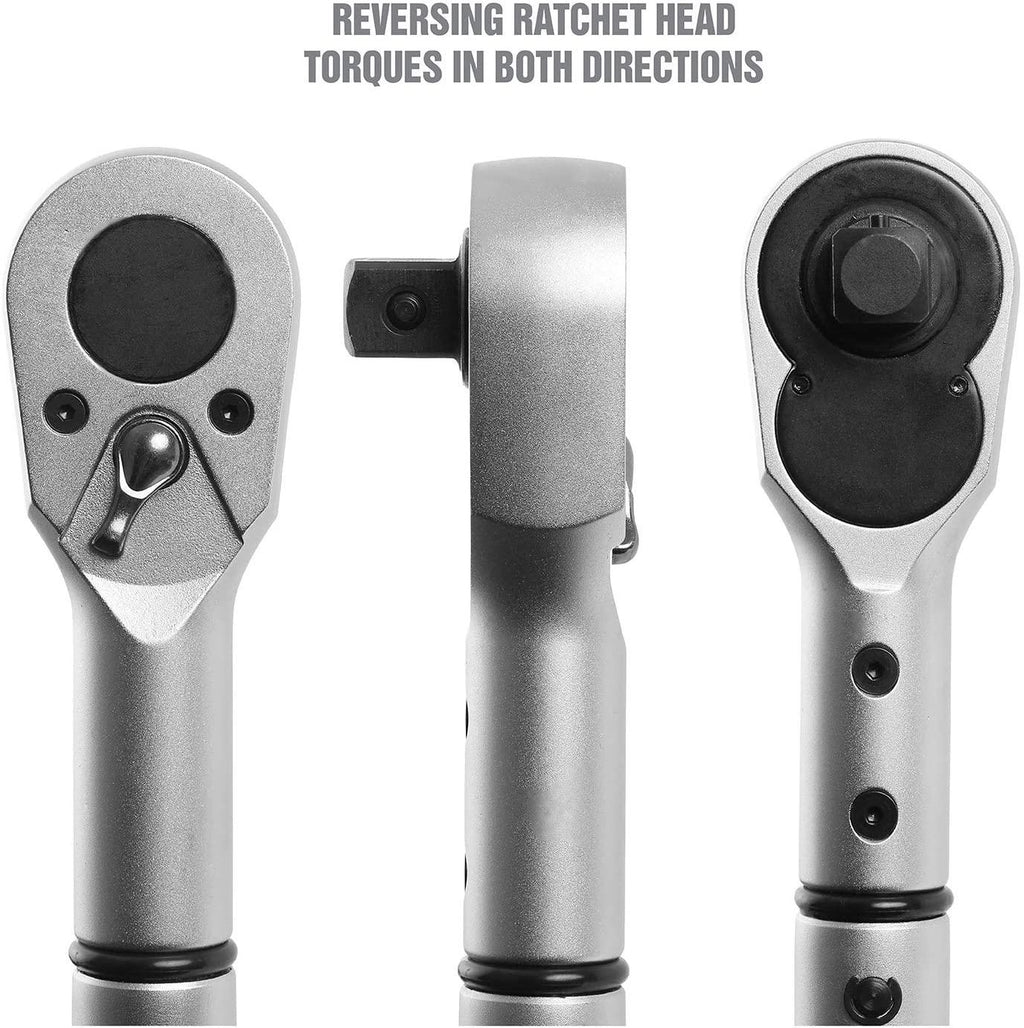 OEMTOOLS 37309 3/4” Drive Click-Style Torque Wrench, 40 Long, 85-410 Ft-Lb (115.24-555.89 Nm), Foot Pound &amp; Newton Meter Scales, Accurate to +/- 4%, Steel Body with Knurled Aluminum Handle