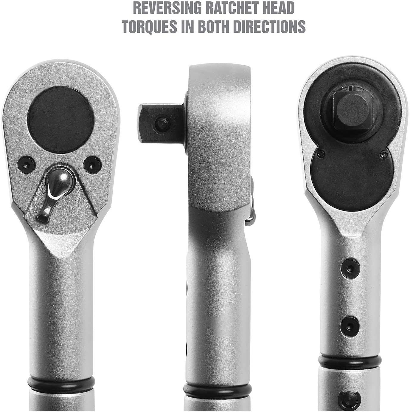 OEMTOOLS 37309 3/4” Drive Click-Style Torque Wrench, 40 Long, 85-410 Ft-Lb (115.24-555.89 Nm), Foot Pound &amp; Newton Meter Scales, Accurate to +/- 4%, Steel Body with Knurled Aluminum Handle