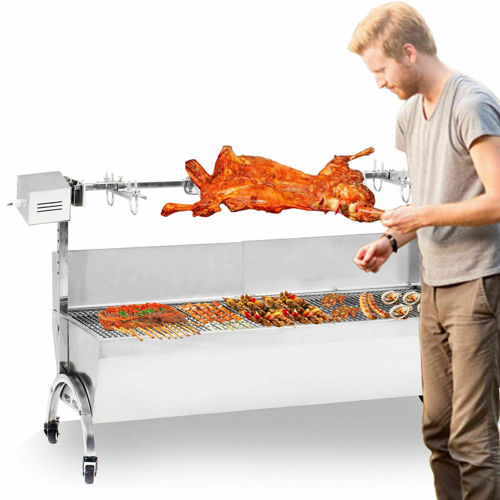 LarOutdoor BBQ Grill Roaster Spit Whole Chicken Lamb Pig Roast Roaster