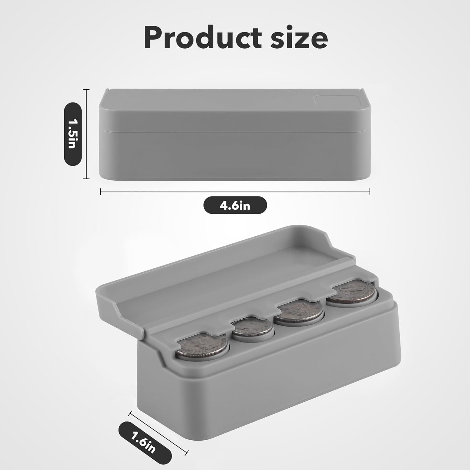 SINGARO Coin Holder for Car, Universal Car Coin Change Organizer, Car Coin Holder Compatible with Coins of Different Sizes, Car Interior Accessories, Suitable for Most Cars, Trucks(Gray，2 Pack)