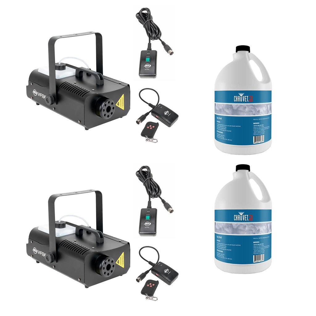 American DJ 2.3 L Fog Machine (2 Pack) & Chauvet Fog 1 Gallon Fluid (2 Pack)