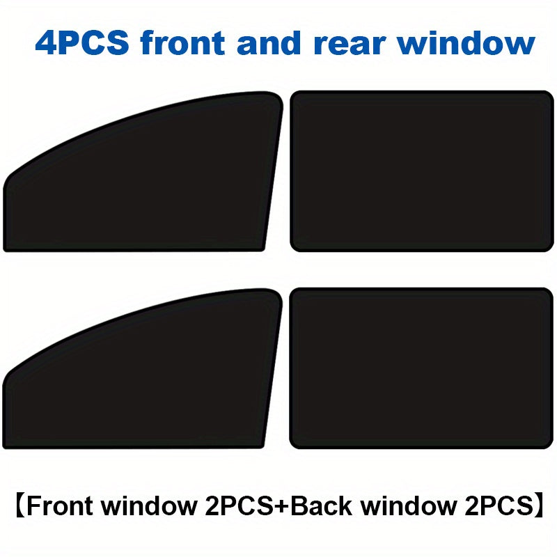 4pcs Car Magnet Side Window Sunshade Curtain Magnetic Black Shading Net Sunshade Insulation Privacy Curtain Row Car Window Sunshade Curtain Universal