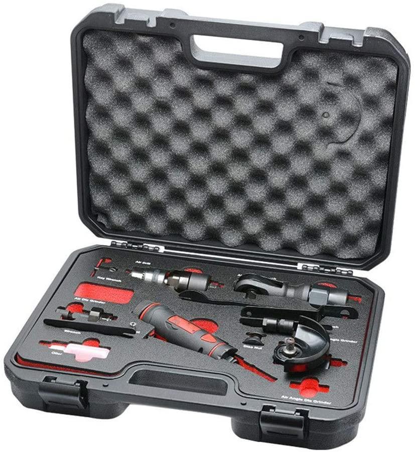WEI-LUONG Portable Practica Pneumatic Pneumatic 5-in-1 Tool Set, Pneumatic Engraving Machine/Angle Grinder/Ratchet Wrench Hand Tools Industrial Tools