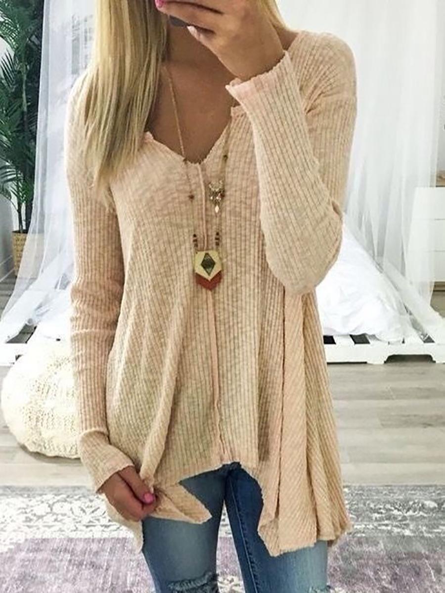 Women's Long Sleeved Solid Color Top