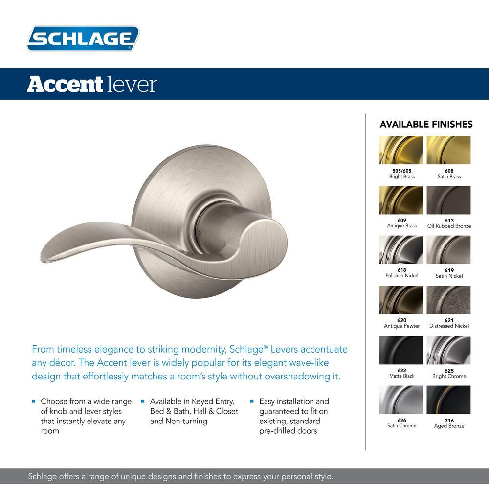 Accent Satin Nickel Privacy Bed/Bath Door Lever