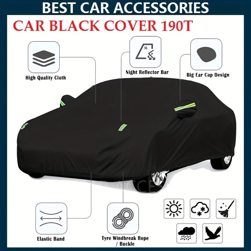 Premium 190T Car Cover: Durable, Waterproof, Sunscreen &amp; Anti-Scratch Protection!