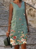 Fashion V-neck Printed Sleeveless Dress