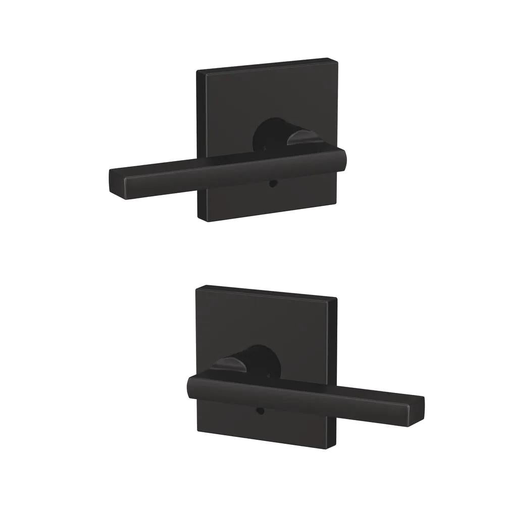 Custom Latitude Matte Black Collins Trim Dummy Door Lever (2-pack)