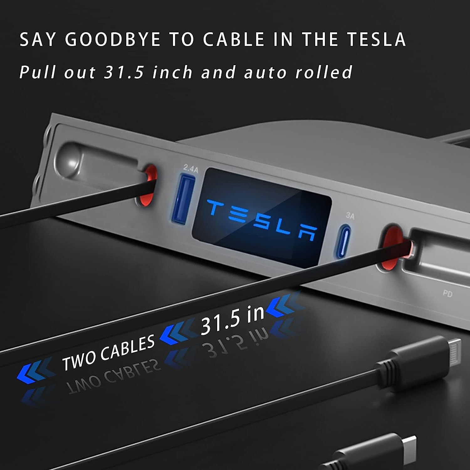 ELENAT for Tesla USB Hub,Fast Charge with Cable Adapter for Tesla Model 3 Model Y Accessories 2023 2023 2023 Docking Station of Center Console for Tesla Interior