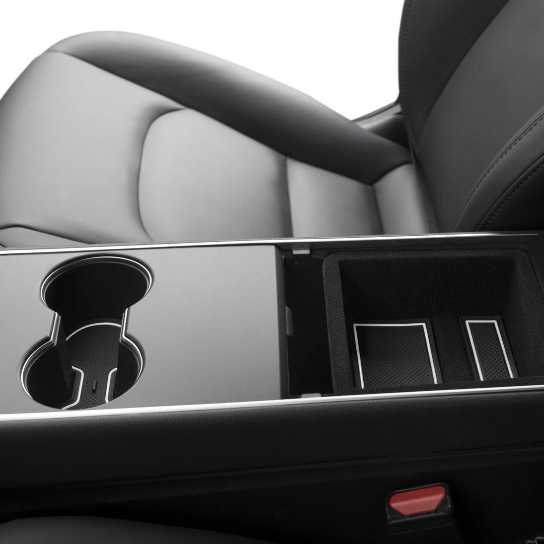 Center Console &amp; Cup Holder Rubber Liners for Model 3 &amp; Y (Gen 1 Center Console)