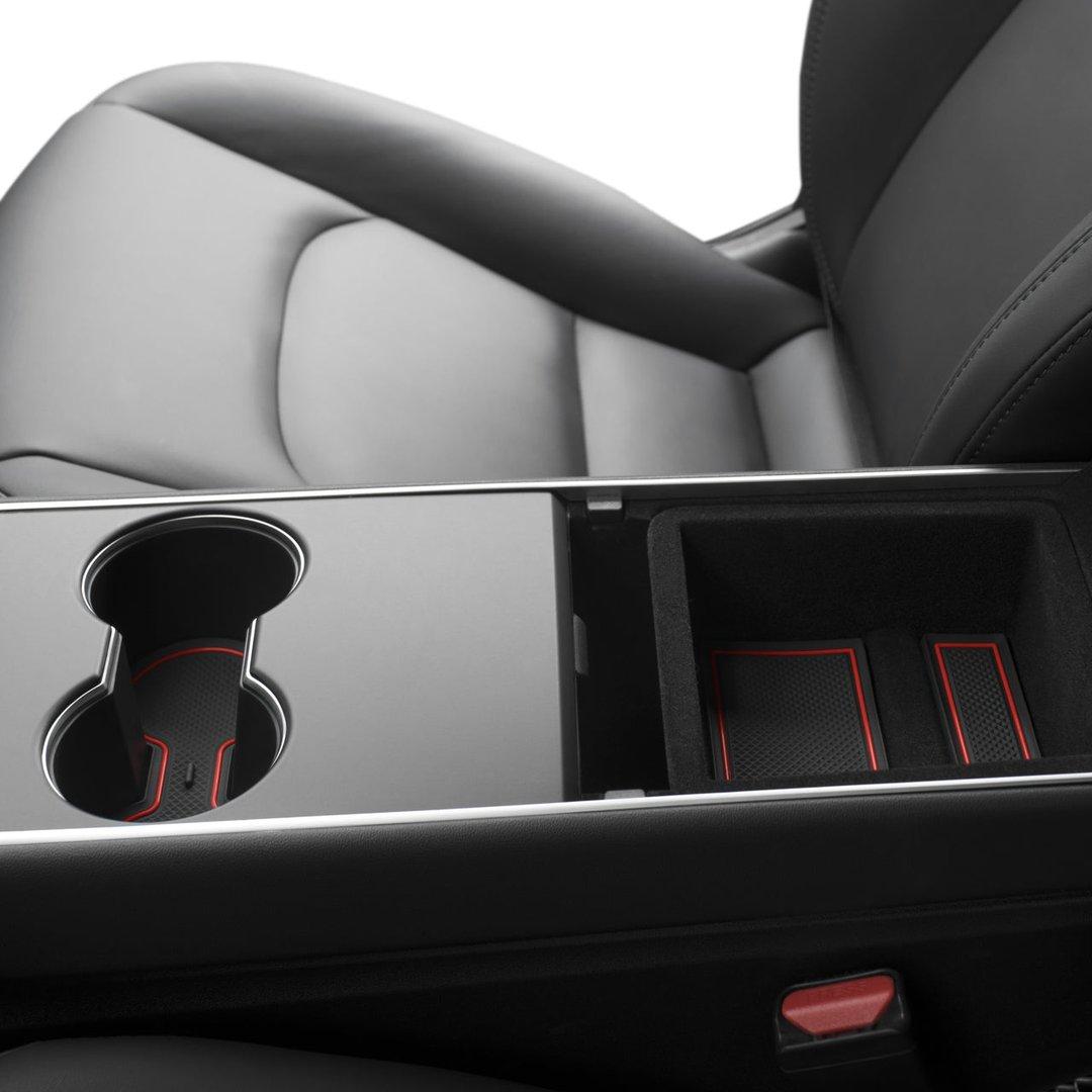 Center Console &amp; Cup Holder Rubber Liners for Model 3 &amp; Y (Gen 1 Center Console)