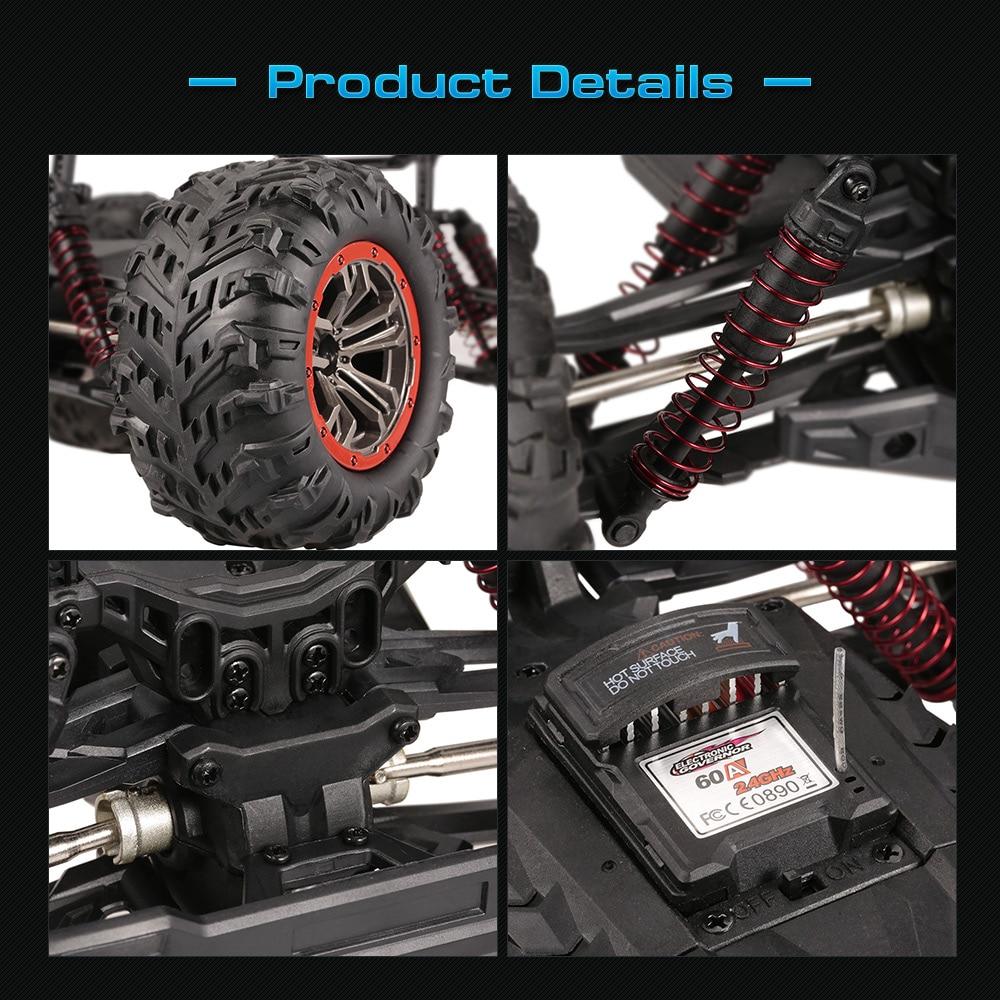 FMT 1:10 Scale High Speed 46km/h 4WD 2.4Ghz Remote Control Truck 9125, Radio Controlled Off-Road RC Car Monster Truck R/C RTR (Assorted Colors)