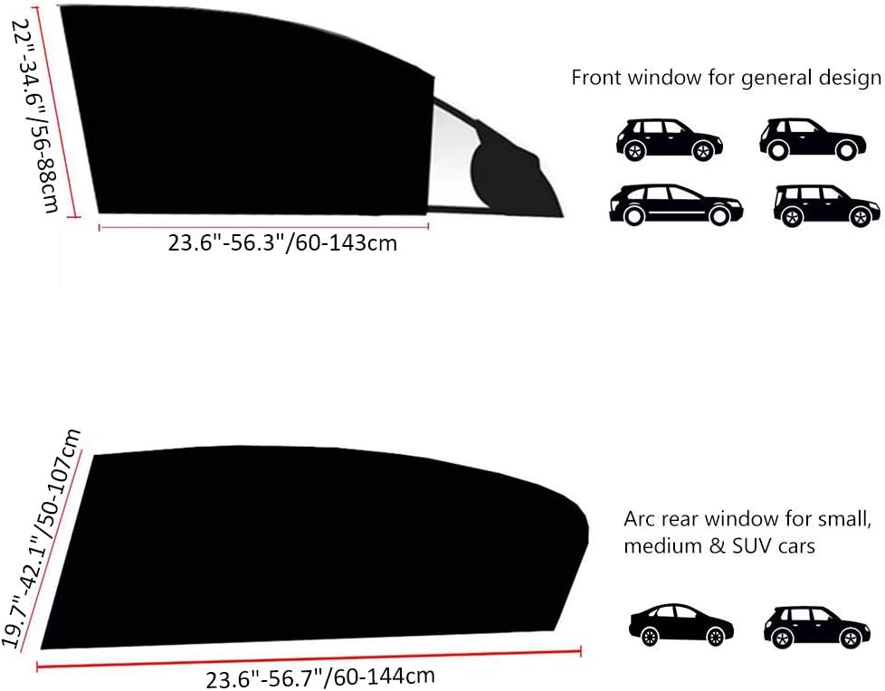 REACHTOP Car Window Shade for Front Window Car Side Window Sun Shades Sunshade Car Window Screen Door Covers Mesh Sleeve (2 Pack)